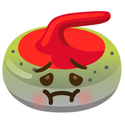 curling stone and nauseated face