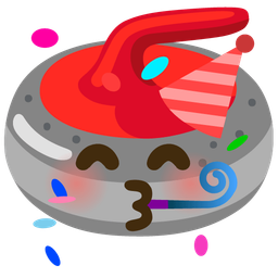 curling stone and partying face