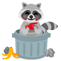 curling stone and raccoon