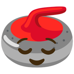 curling stone and relieved face