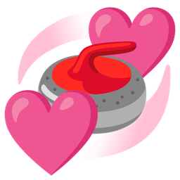 curling stone and revolving hearts