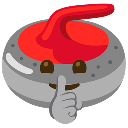 curling stone and shushing face