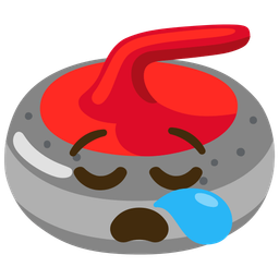 curling stone and sleepy face