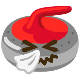 curling stone and sneezing face