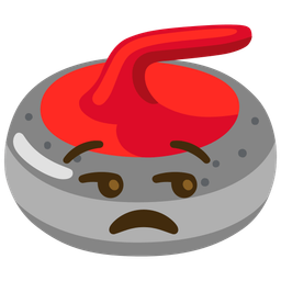 curling stone and unamused face