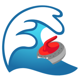 curling stone and water wave