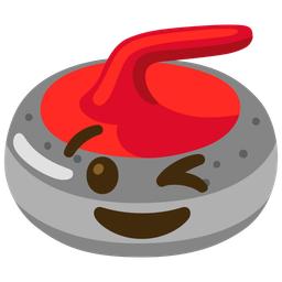 Curling stone and Winking face