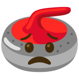 curling stone and worried face