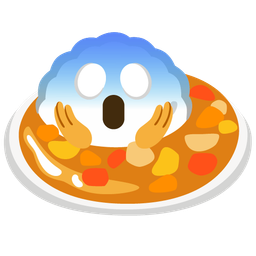 Curry rice and Face screaming in fear