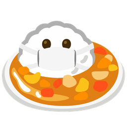 Curry rice and Face with medical mask