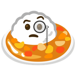 Curry rice and Face with monocle