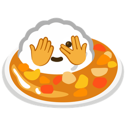Curry rice and Face with peeking eye