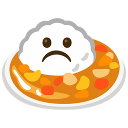 Curry rice and Frowning face