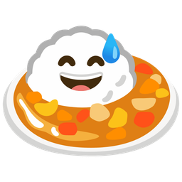 Curry rice and Grinning face with sweat
