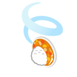 Curry rice and Leaf fluttering in wind