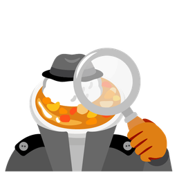 Curry rice and Magnifying glass tilted right