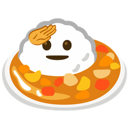 Curry rice and Saluting face