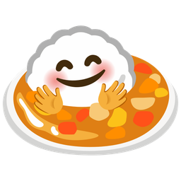 Curry rice and Smiling face with open hands