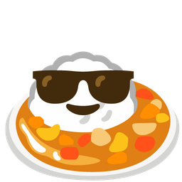 Curry rice and Smiling face with sunglasses
