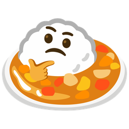 Curry rice and Thinking face