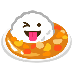 Curry rice and Winking face with tongue