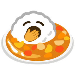 Curry rice and Yawning face