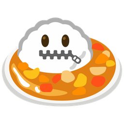 Curry rice and Zipper-mouth face
