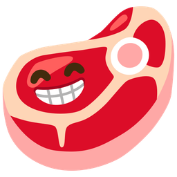 Cut of meat and Beaming face with smiling eyes