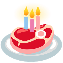 cut of meat and birthday cake