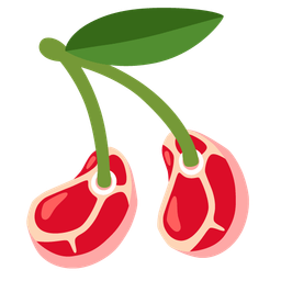 cut of meat and cherries