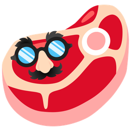 cut of meat and disguised face