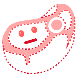 cut of meat and dotted line face