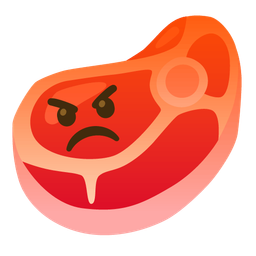 cut of meat and enraged face