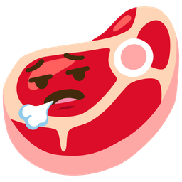 cut of meat and face exhaling