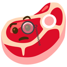 cut of meat and face with monocle
