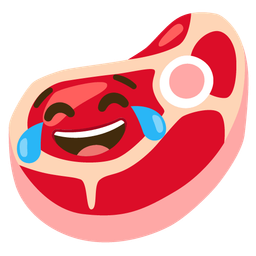 Cut of meat and Face with tears of joy