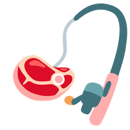 cut of meat and fishing pole