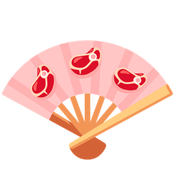cut of meat and folding hand fan