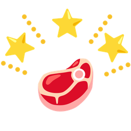 cut of meat and glowing star