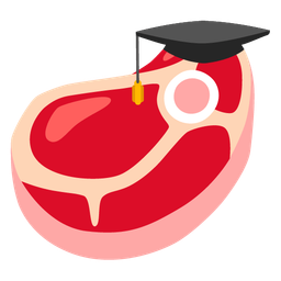 cut of meat and graduation cap