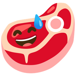 Cut of meat and Grinning face with sweat