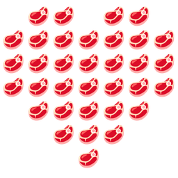 cut of meat and heart suit