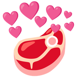 cut of meat and heart with arrow