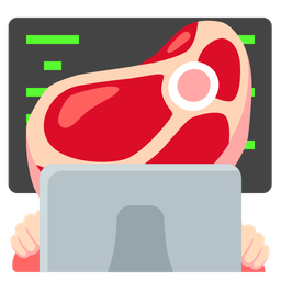 cut of meat and laptop