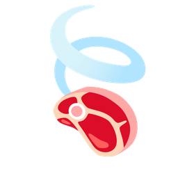 cut of meat and leaf fluttering in wind