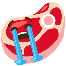 cut of meat and loudly crying face