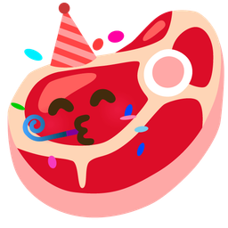 cut of meat and partying face