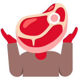 cut of meat and person shrugging