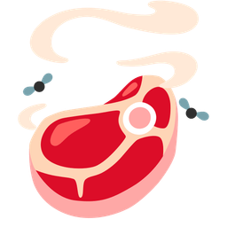 cut of meat and pile of poo