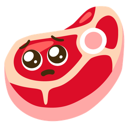 cut of meat and pleading face